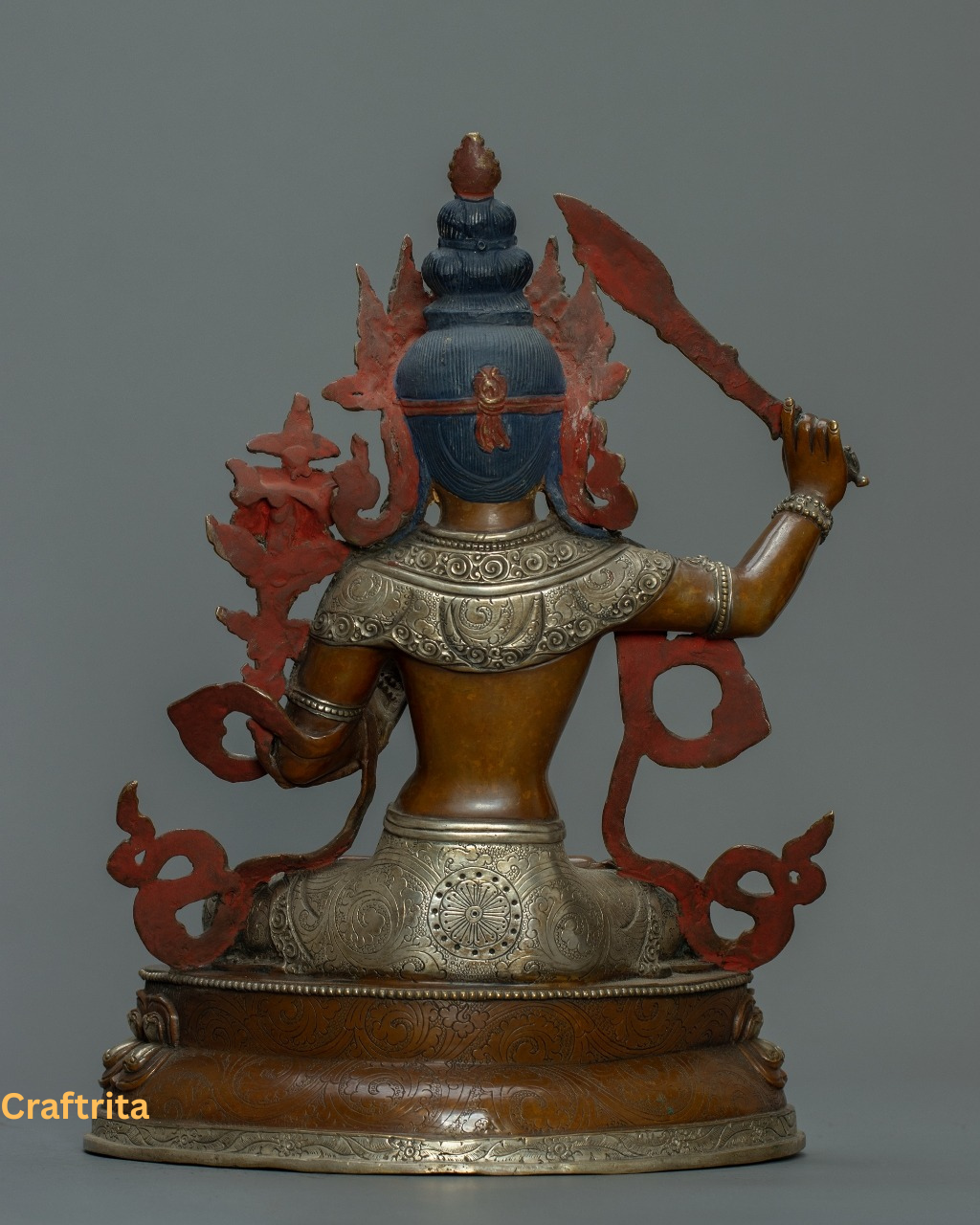 Manjushri Bodhisattva Statue | Handmade in Nepal | Gold & Silver Fire-Gilded Buddhist Art