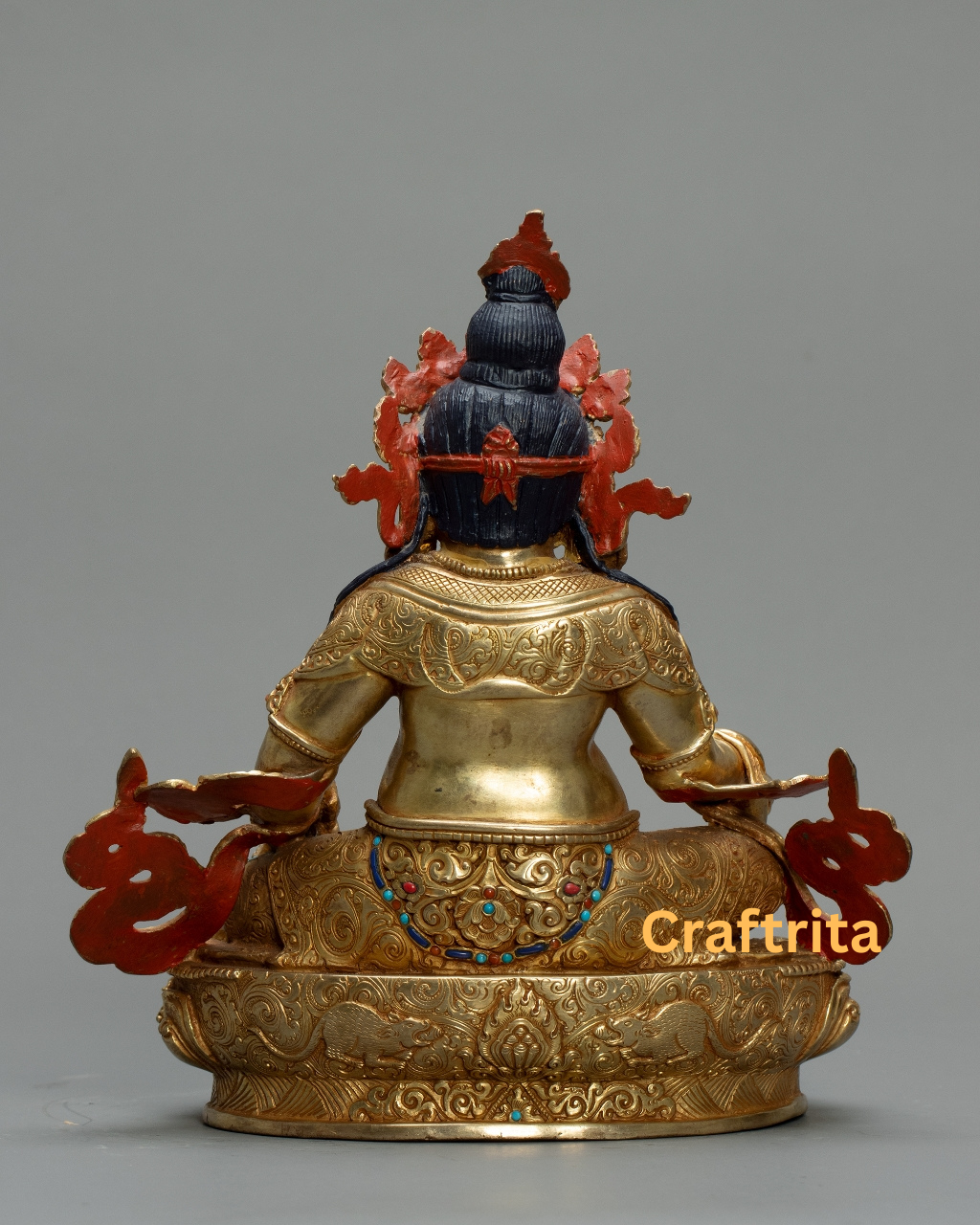 Dzambhala Statue – Deity of Wealth – 5.1kg Copper Body with 24K Gold Plating & Fire Gilding – Buddhist Spiritual Art & Home Decor