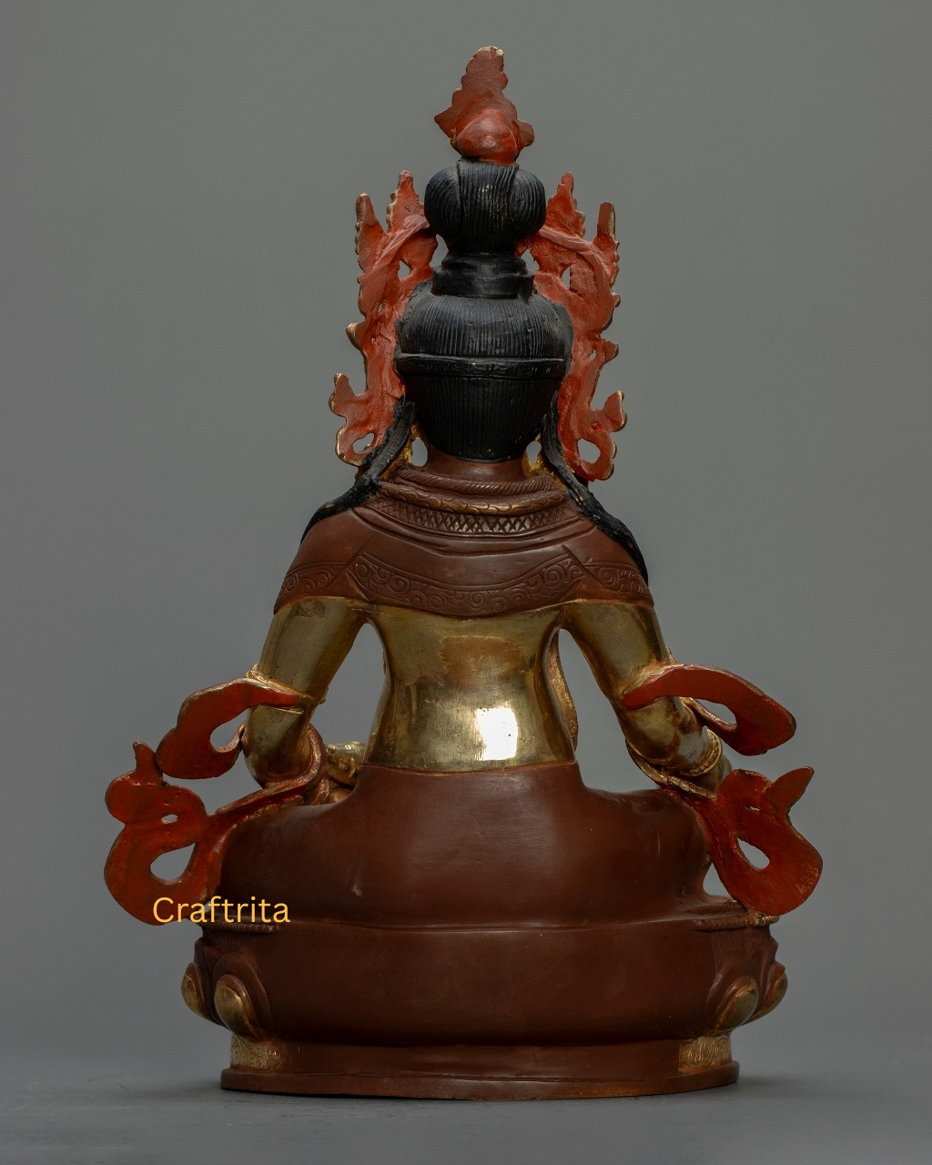 Dzambhala Statue 4.1 kg – Copper Body with 24K Gold Plating by Fire Gilding & Acrylic Painting | Handmade Tibetan Buddhist Deity of Wealth & Prosperity