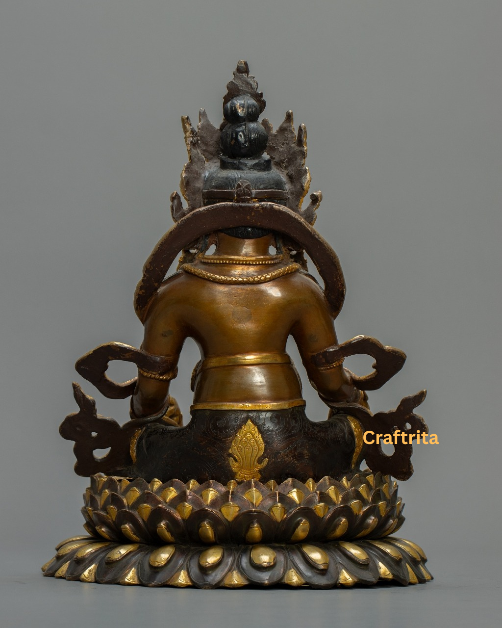 Dzambhala Tibetan Statue β Handmade Oxidized Copper with Gold Plating | Spiritual Wealth Decor
