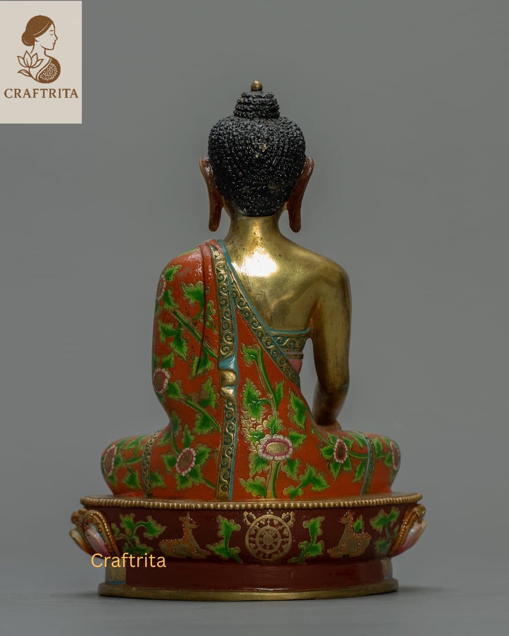 Shakyamuni Buddha Statue β Handmade in Nepal | 24K Gold Fire-Gilded Copper with Acrylic Painting