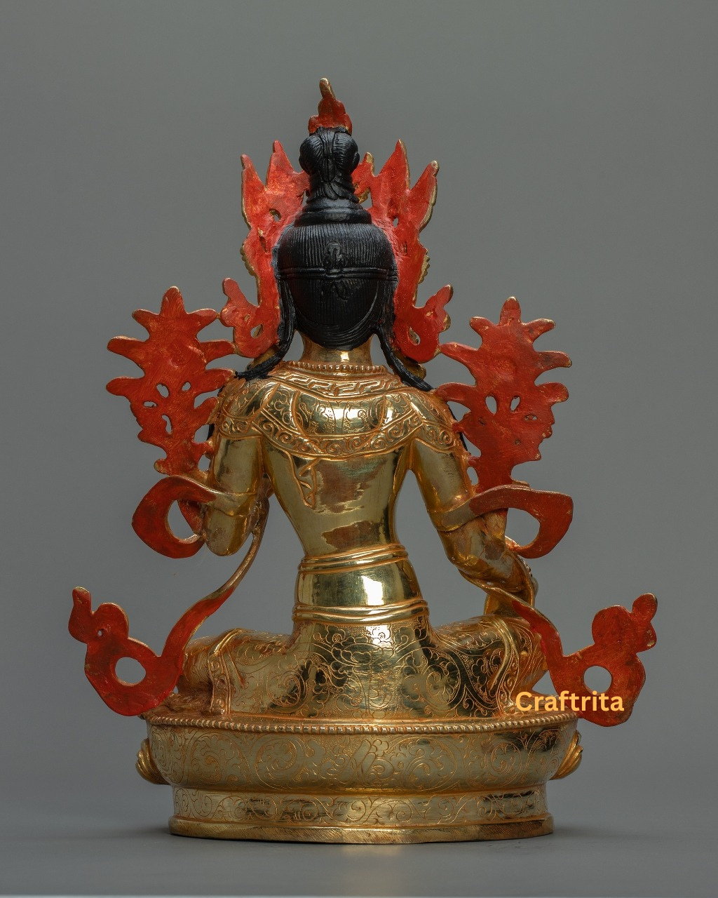 Green Tara Statue 3 kg – Copper Body with 24K Gold Plated Fire Gilding | Handmade Tibetan Buddhist Goddess of Compassion for Spiritual Home Decor