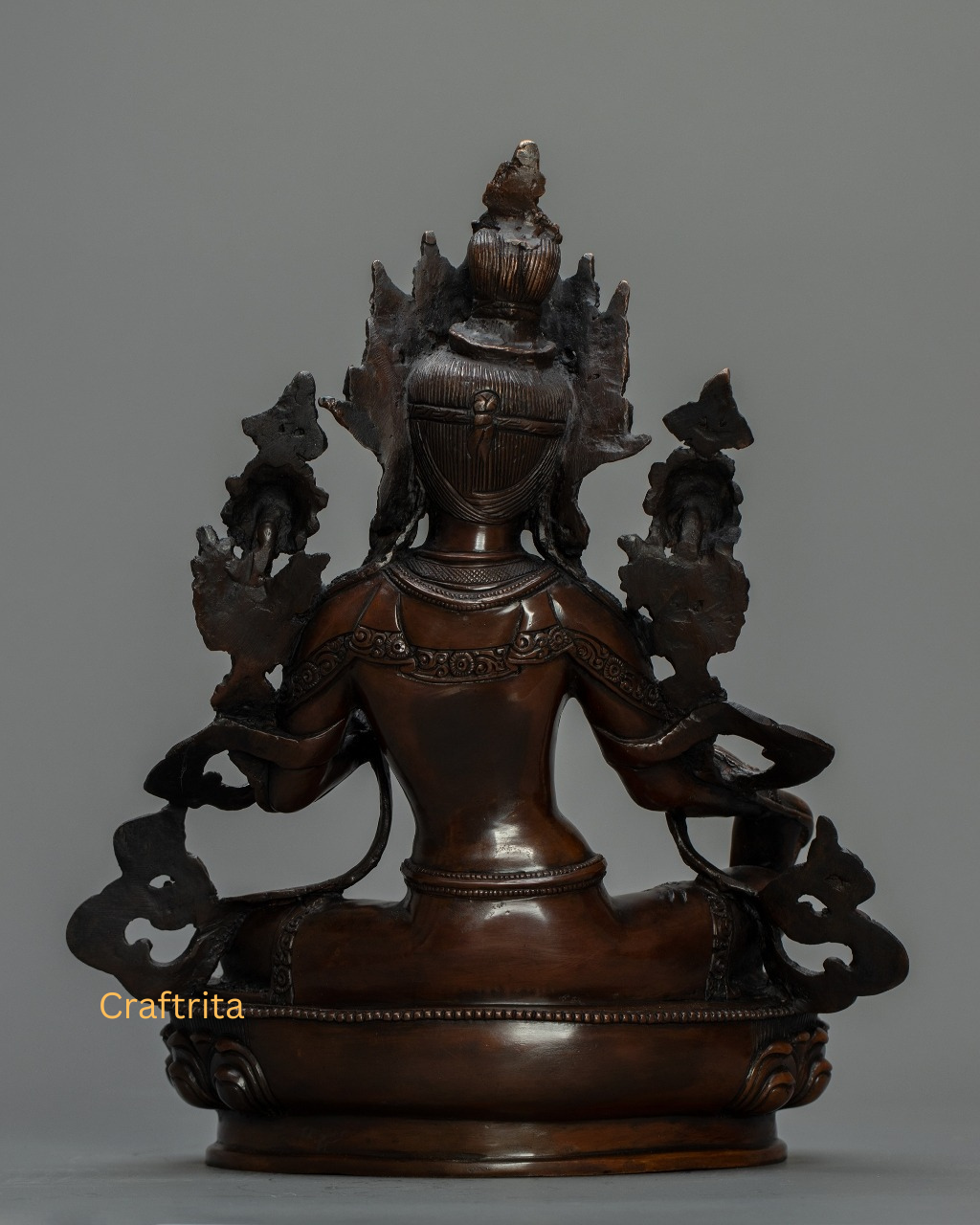 Green Tara Statue 4.1 kg – Oxidized Copper Body | Handmade Tibetan Buddhist Deity of Compassion & Protection for Spiritual Home Decor