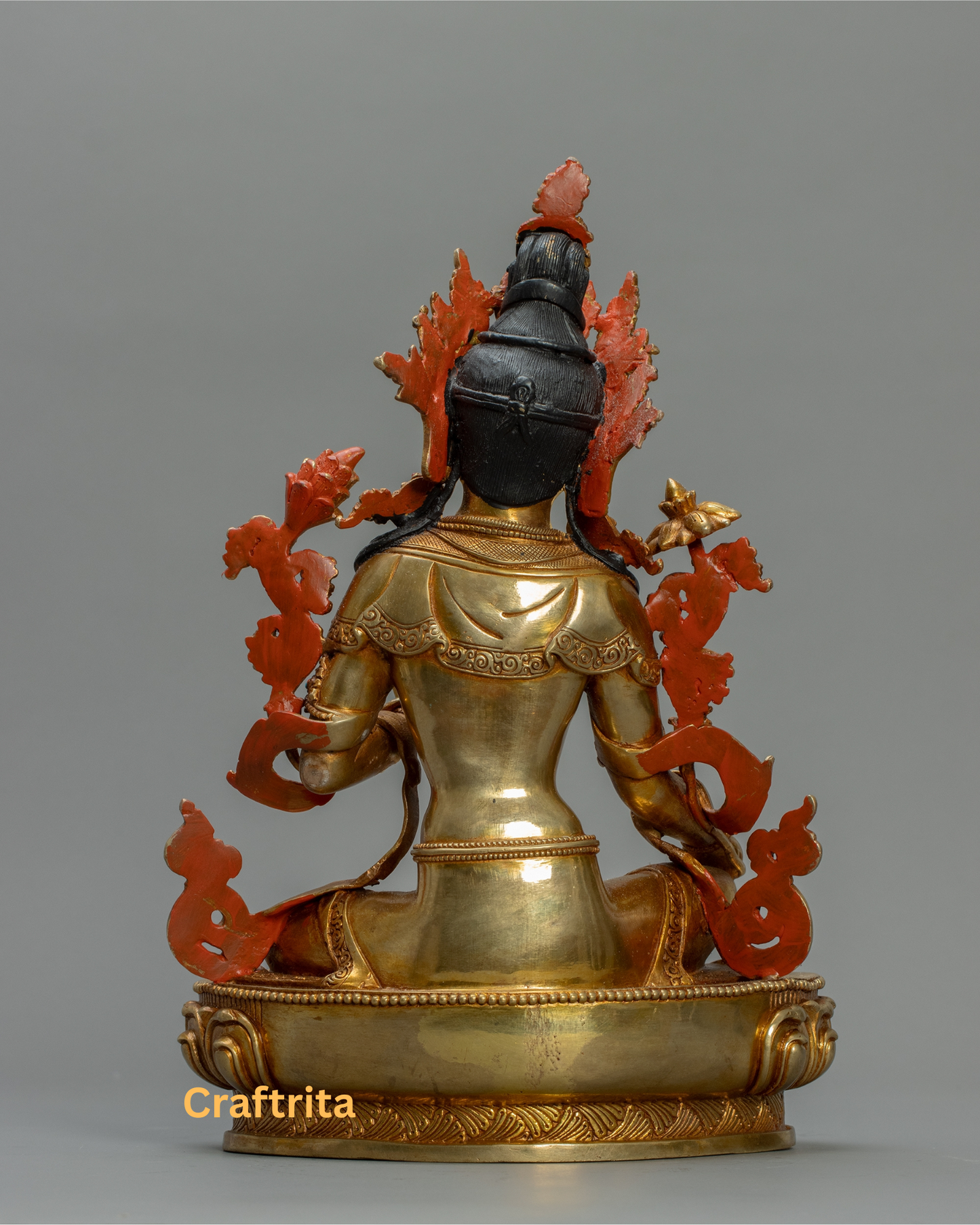 Green Tara Statue 4kg – Handmade in Nepal | Copper Body with 24K Gold Plating & Fire Gilding | Tibetan Buddhist Art & Spiritual Home Decor