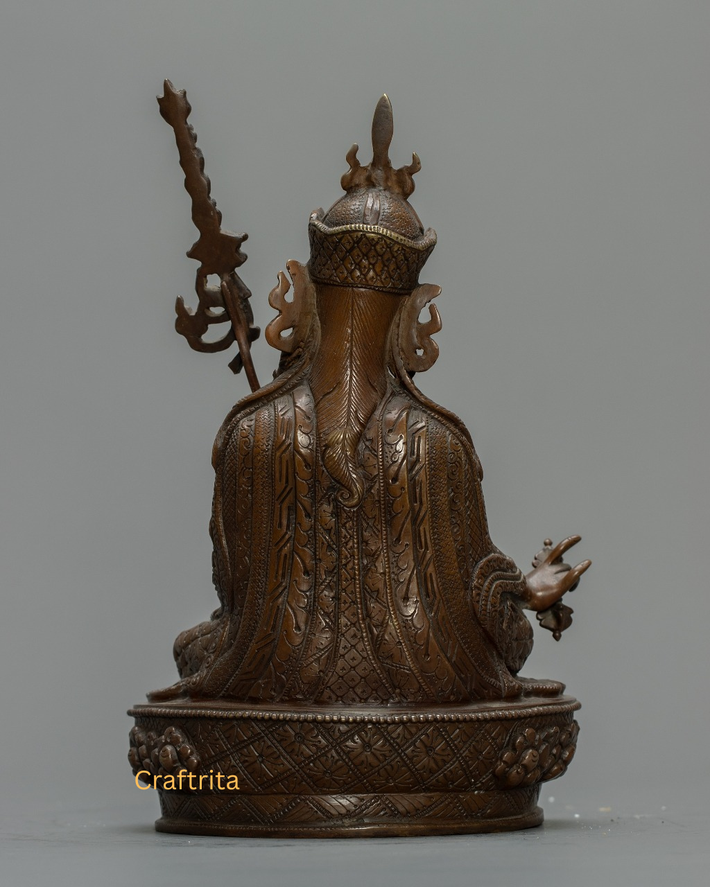 Oxidized Copper Guru Rinpoche Statue – Handmade Tibetan Buddhist Master | Spiritual Home Decoration