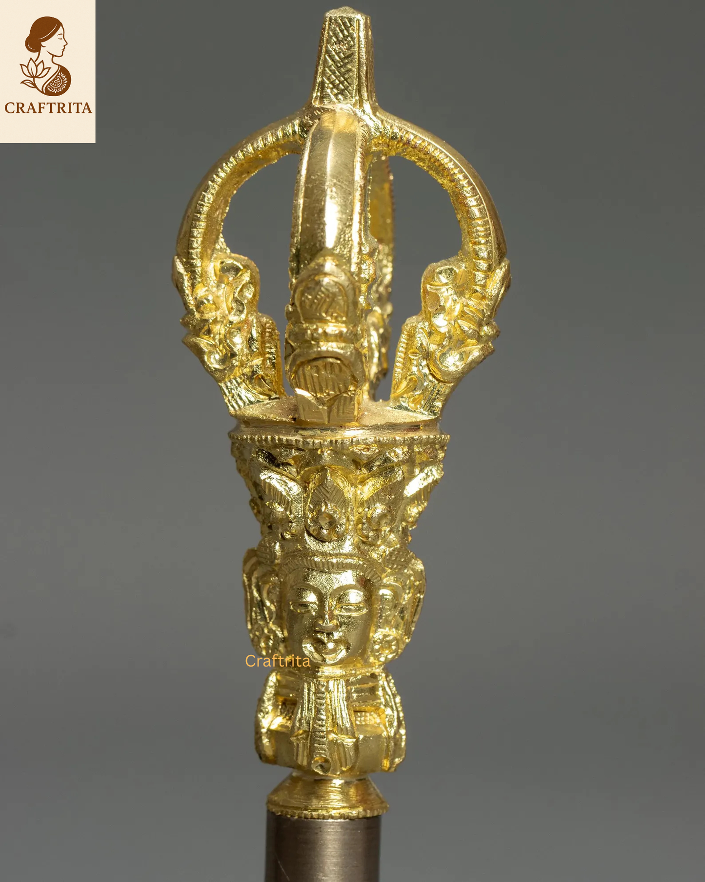 Handmade Tibetan Bell & Dorje Set– Bronze Bell & 24K Gold-Plated Copper Vajra