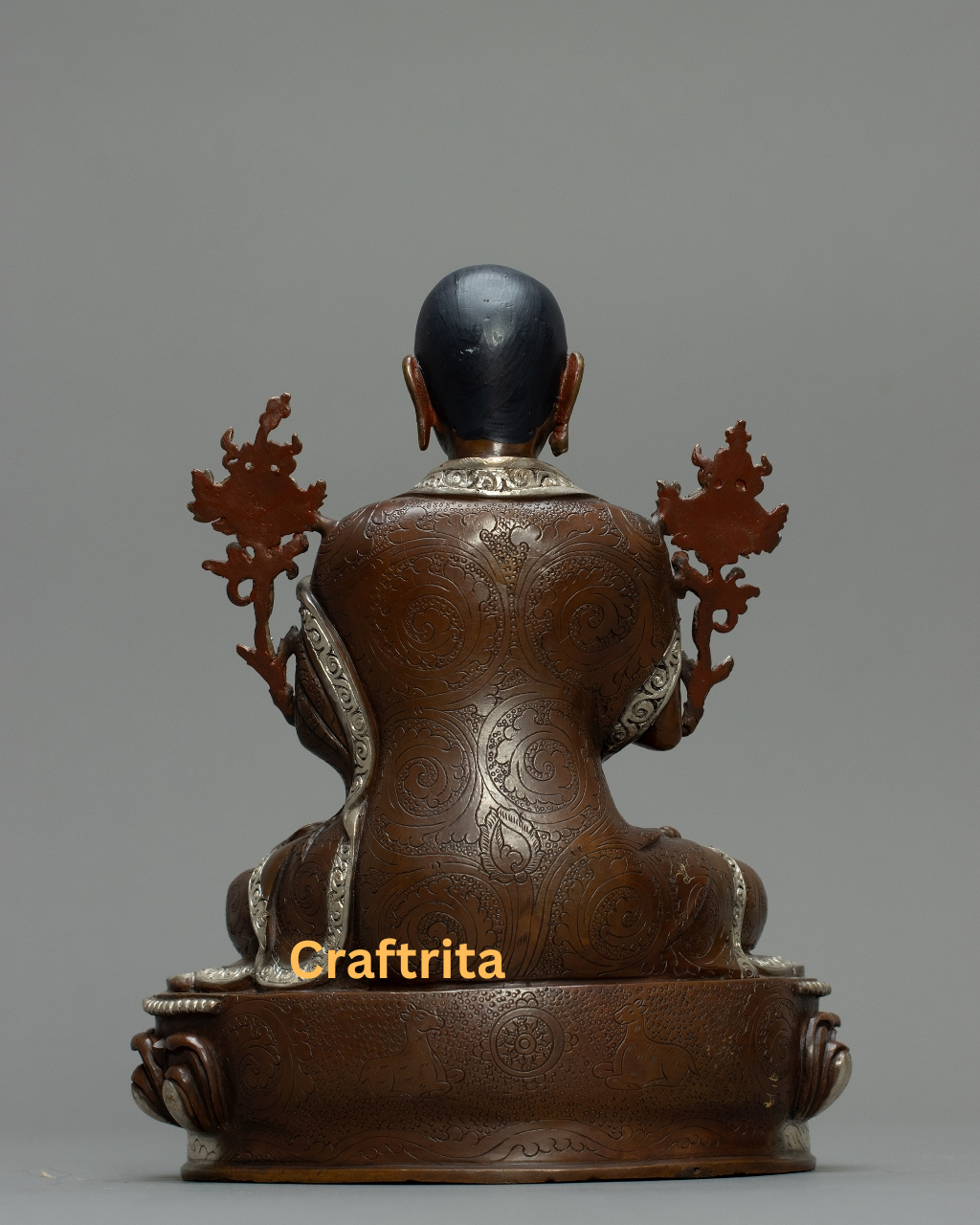 Je Tsongkhapa Statue β Handmade Nepali Oxidized Copper with Silver Finish | Tibetan Buddhist Decor