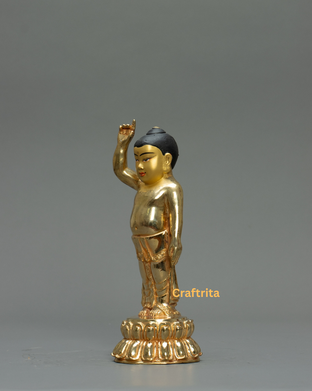 Little Buddha Statue – 0.8kg Handcrafted Copper Sculpture with 24K Gold Plating & Fire Gilding | Miniature Buddhist Art for Altar & Spiritual Decor
