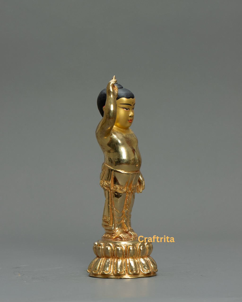 Little Buddha Statue – 0.8kg Handcrafted Copper Sculpture with 24K Gold Plating & Fire Gilding | Miniature Buddhist Art for Altar & Spiritual Decor