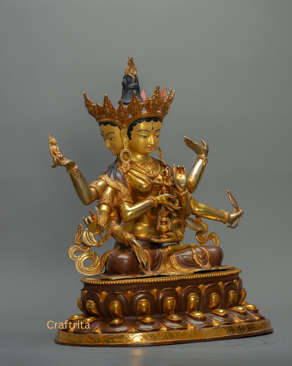 Namgyalma Buddha Statue 12.2 kg – Handmade Copper Body with 24K Gold Plating by Fire Gilding | Tibetan Buddhist Deity of Long Life & Protection