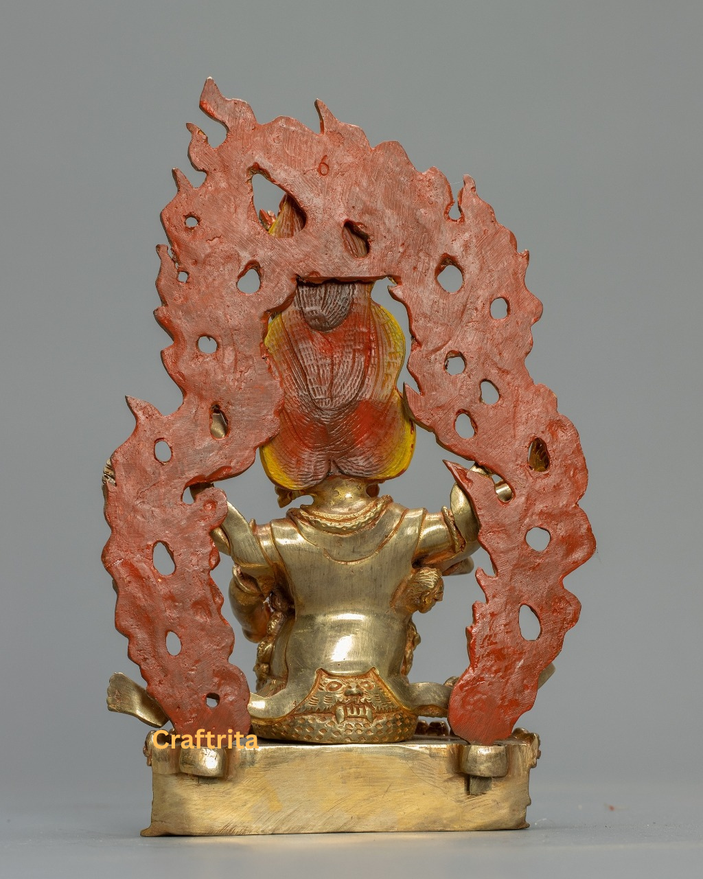 Rahula Statue 1.4 kg – Copper Body with 24K Gold Plating | Handmade Tibetan Buddhist Protector Deity for Spiritual Home Decor