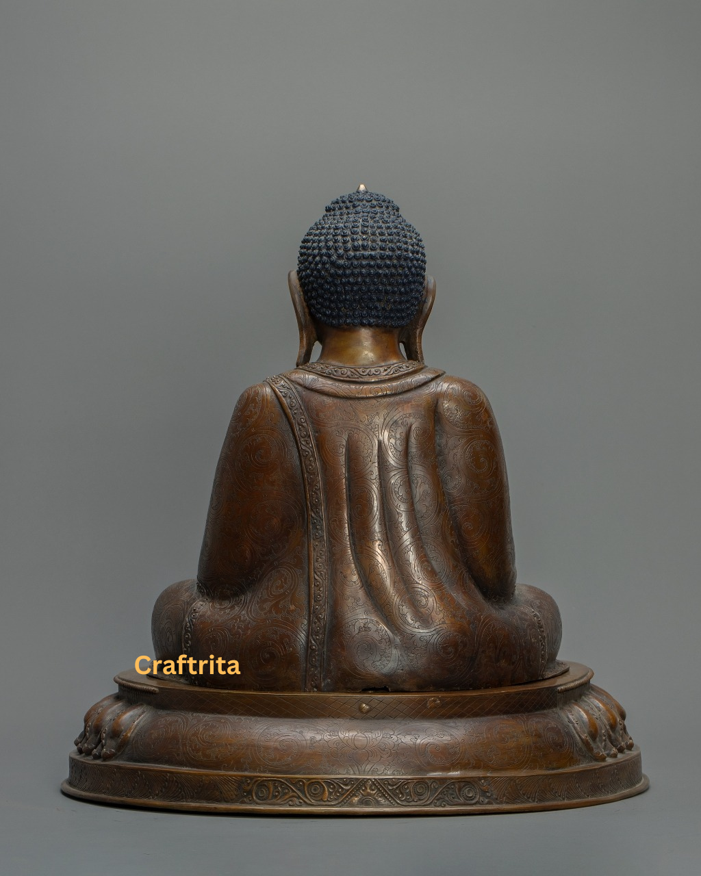 Sakyamuni Buddha Statue 10 kg – Oxidized Copper Body | Handmade Tibetan Buddhist Deity for Spiritual Home Decor