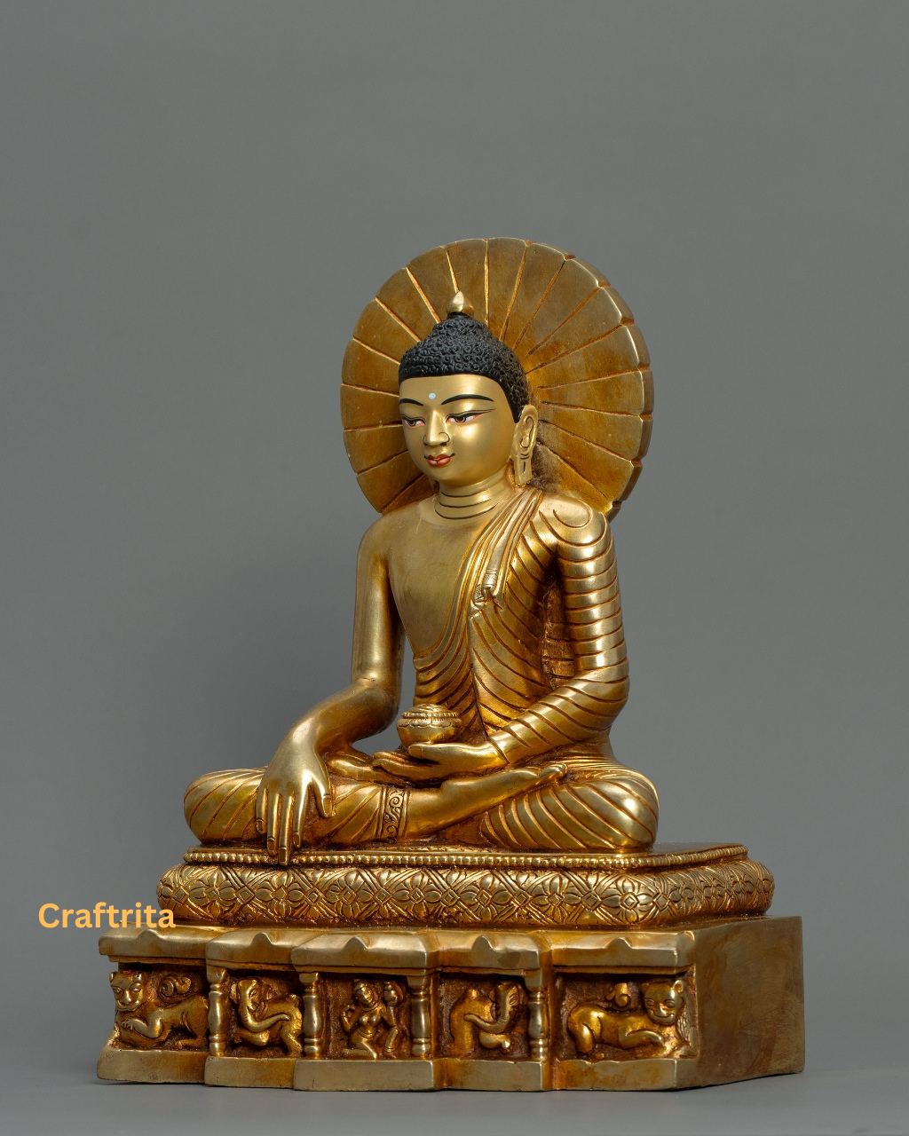 Shakyamuni Buddha Meditation Statue – 4.6kg Handcrafted Copper | 24K Gold-Plated Fire-Gilded | Nepalese Buddhist Art
