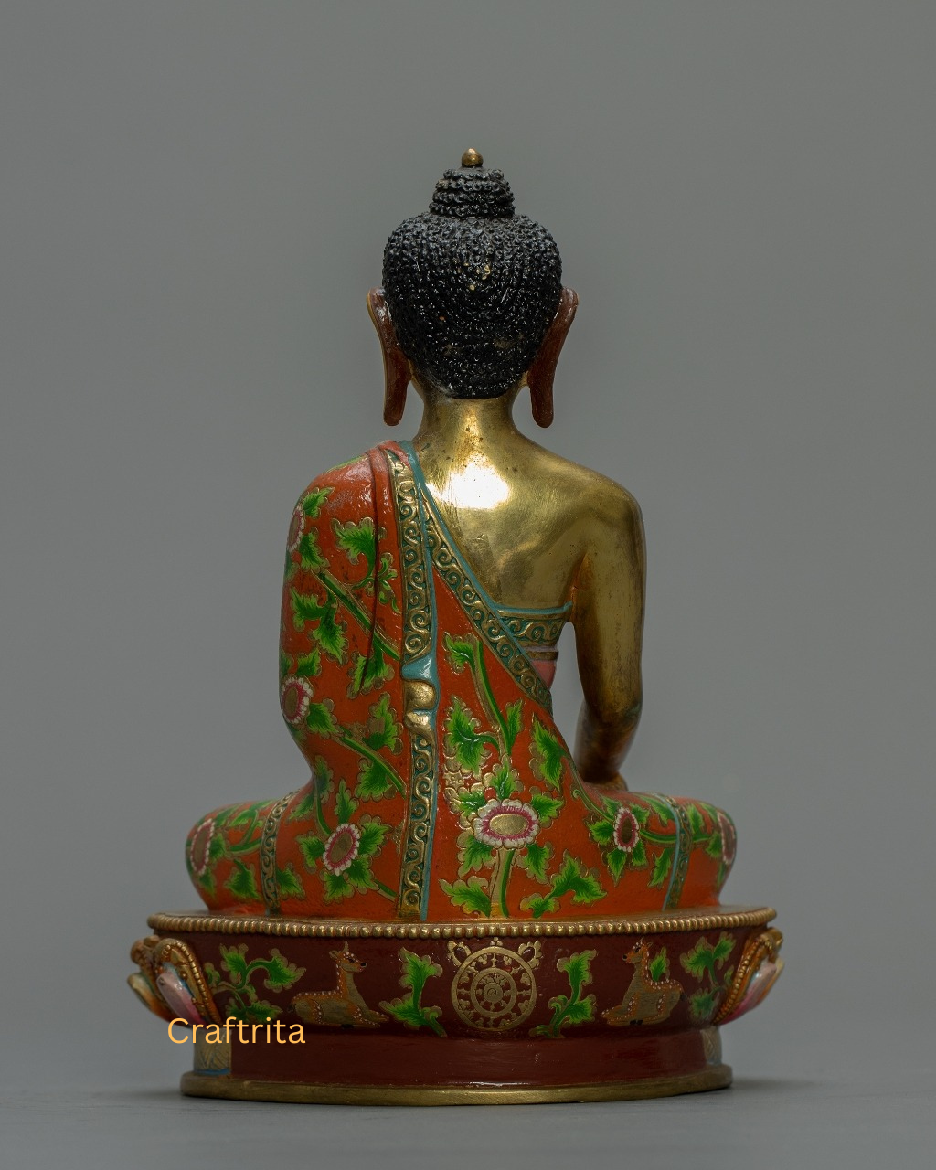 Shakyamuni Buddha Statue β Handmade in Nepal | 24K Gold Fire-Gilded Copper with Acrylic Painting