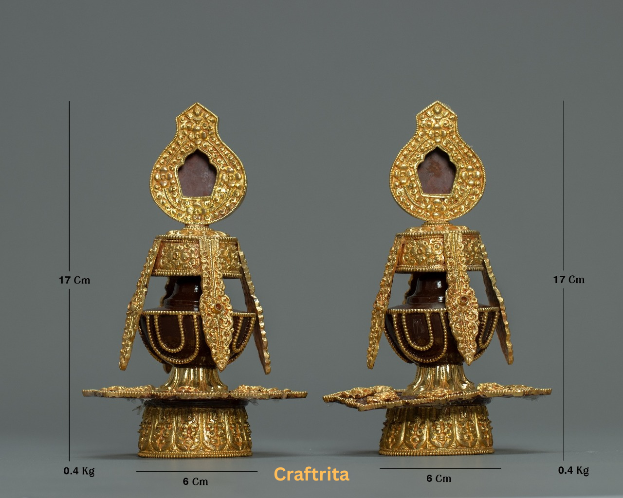 Tibetan Long Life Vase β Handmade Copper with 24K Gold Fire Gilding | Buddhist Ritual Offering Vessel | Made in Nepal