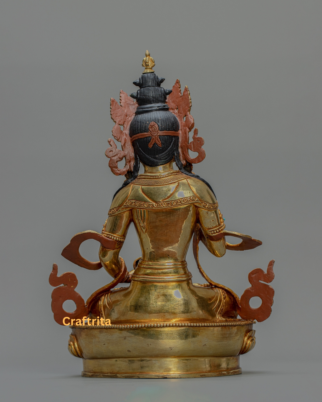 Handcrafted Vajrasattva Statue, Nepal 24K Gold-Plated Copper, Tibetan Buddhist Deity for Meditation, Purification, Healing and Home Altar Decor
