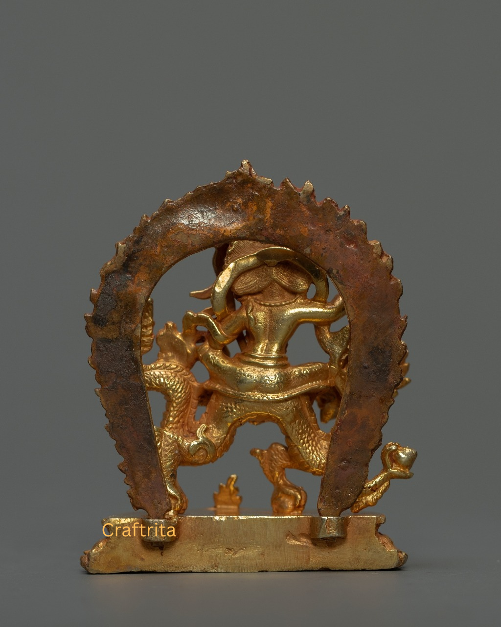 White Dzambala Statue 0.2 kg – Copper Body with 24K Gold Plating | Handmade Tibetan Buddhist Deity of Wealth & Prosperity
