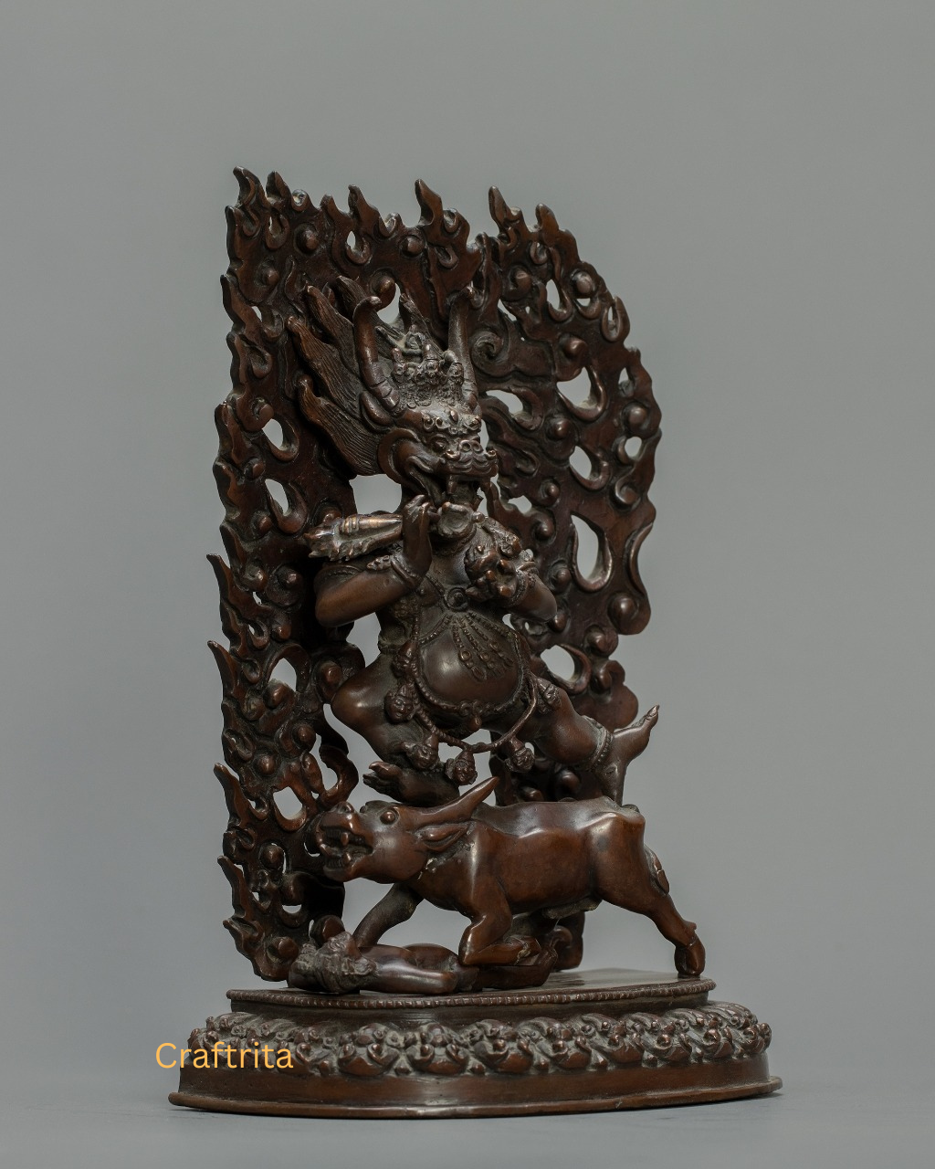 Yamantaka Protector Statue β Nepalese Handmade Oxidized Copper | Tibetan Buddhist Spiritual Decor