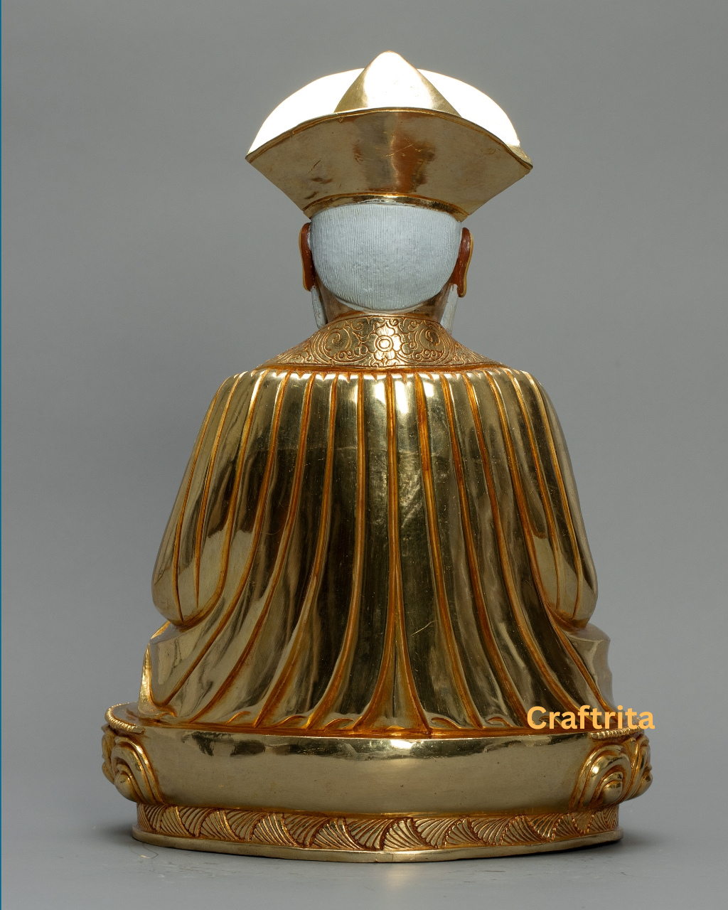 Zhabdrung Rinpoche Statue β Handmade Copper with 24K Gold Plating & Fire Gilding | Tibetan Buddhist Spiritual Art & Home Decor