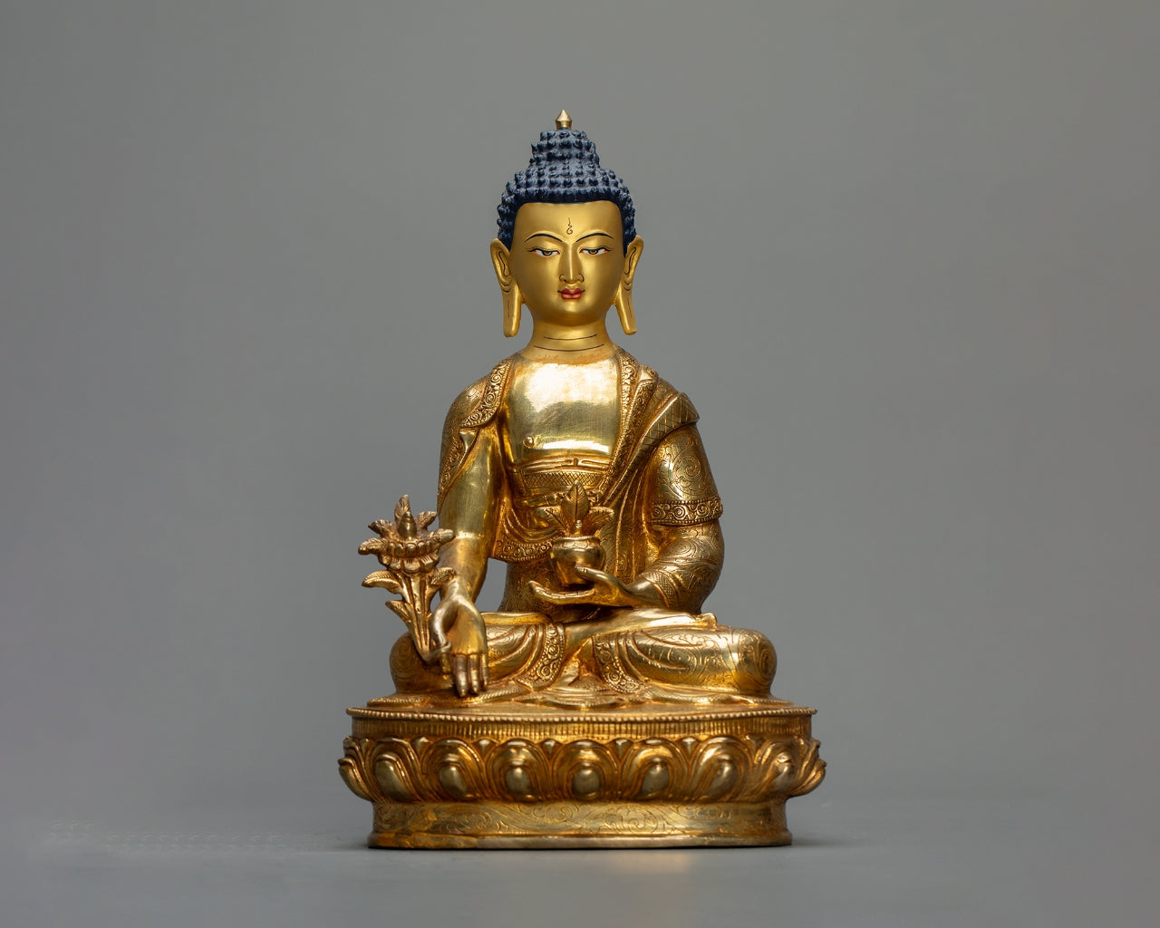 Medicine Buddha Statue 3kg – Handmade in Nepal | Copper Body with 24K Gold Plating & Fire Gold Gilding | Spiritual Buddhist Art & Home Decor