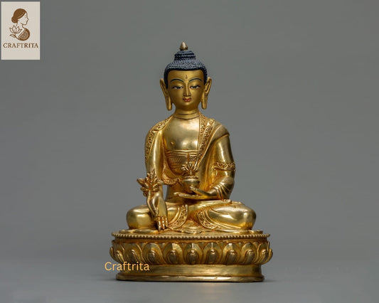 Healing Medicine Buddha Statue – Handcrafted Tibetan Deity of Wellness & Enlightenment