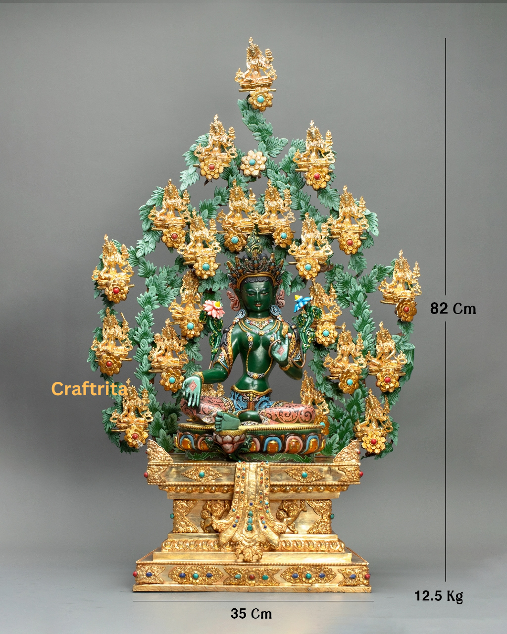 21 Tara Goddess Statue – Copper Body with 24K Gold Plating & Fire Gold Gilding – 12.5kg Tibetan Buddhist Deity Sculpture | Spiritual Art & Home Decor | Meditation Altar Idol