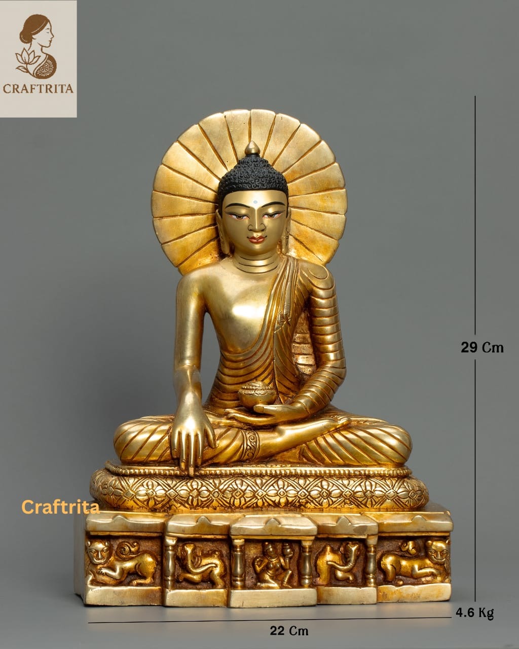 Shakyamuni Buddha Meditation Statue – Handcrafted Copper with 24K Gold Fire Gilding | Nepalese Buddhist Art