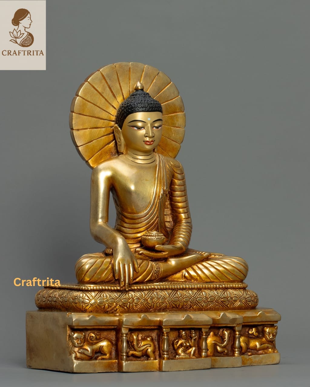 Shakyamuni Buddha Meditation Statue – Handcrafted Copper with 24K Gold Fire Gilding | Nepalese Buddhist Art