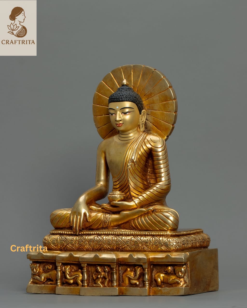 Shakyamuni Buddha Meditation Statue – Handcrafted Copper with 24K Gold Fire Gilding | Nepalese Buddhist Art
