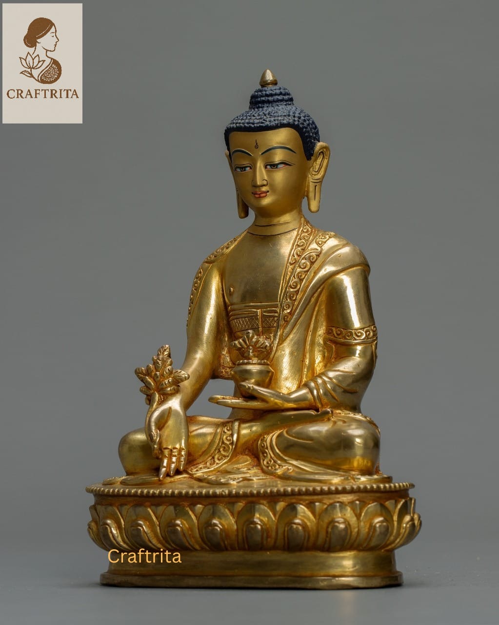 Healing Medicine Buddha Statue – Handcrafted Tibetan Deity of Wellness & Enlightenment