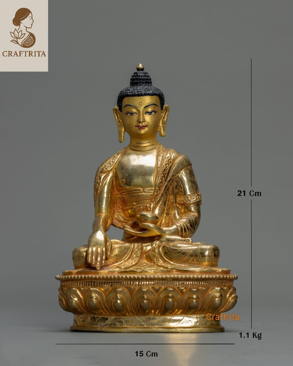 Shakyamuni Buddha Statue – Handmade in Nepal | Tibetan Buddhist Symbol of Enlightenment & Peace
