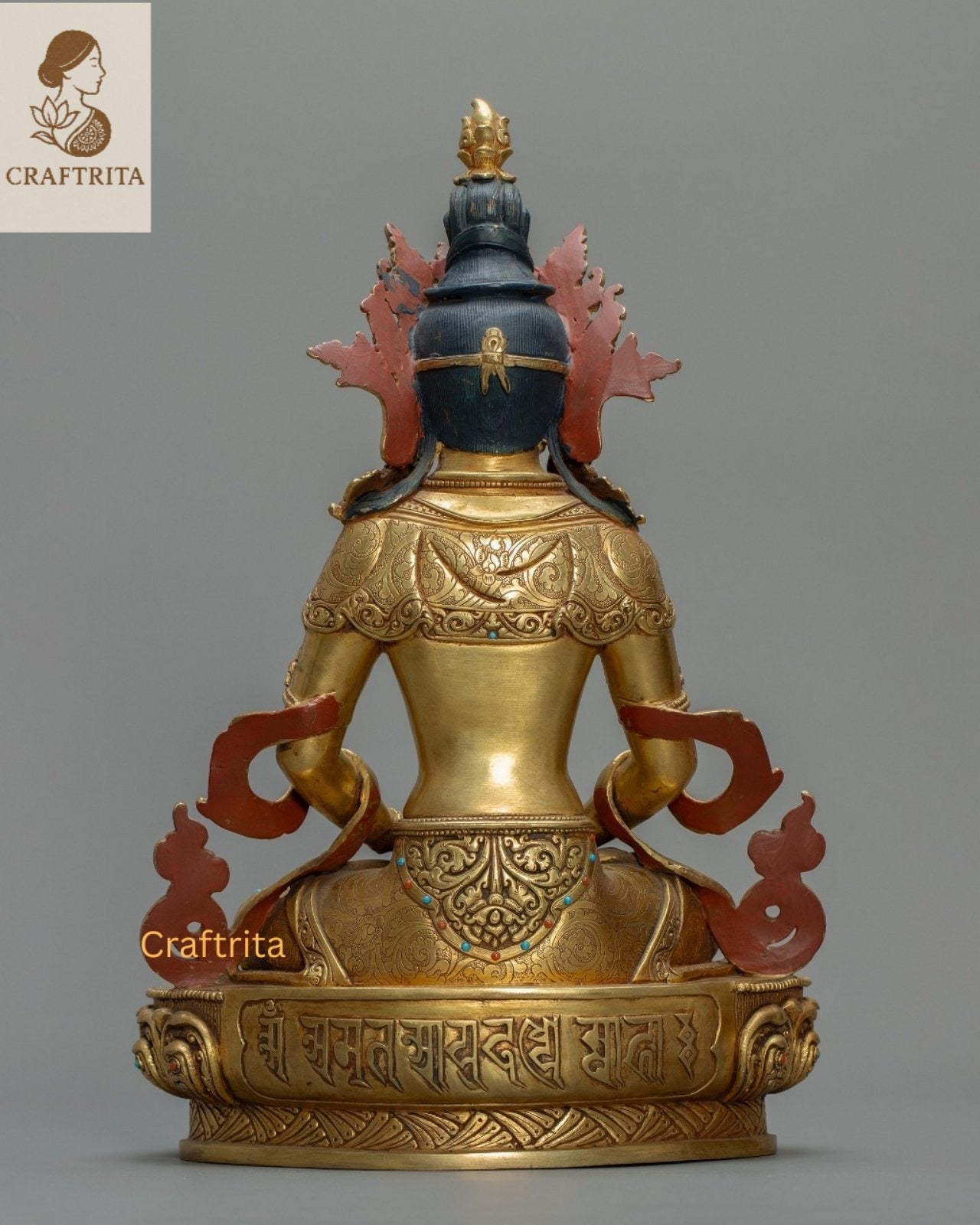 Handcrafted Amitayus Buddha Statue – Deity of Infinite Life | Spiritual Sculpture