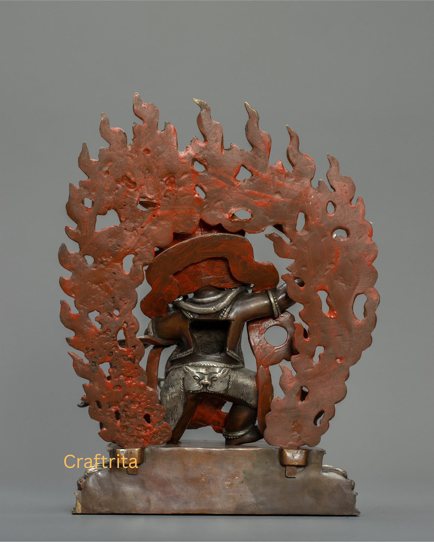 Achala Statue 3.6kg – Copper Body with Oxide & Silver Plating | Handmade Tibetan Buddhist Deity for Spiritual Home Decor
