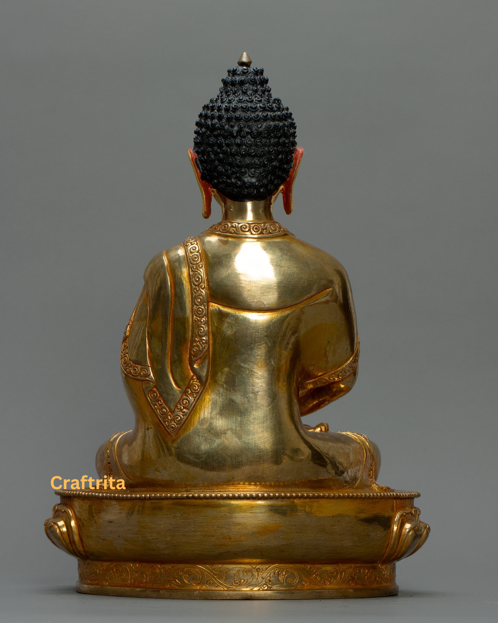 Amitabha Buddha Statue 4kg – Handmade in Nepal | Tibetan Buddhist Art | 24K Gold Plated Copper with Fire Gilding | Spiritual Home & Altar Decor