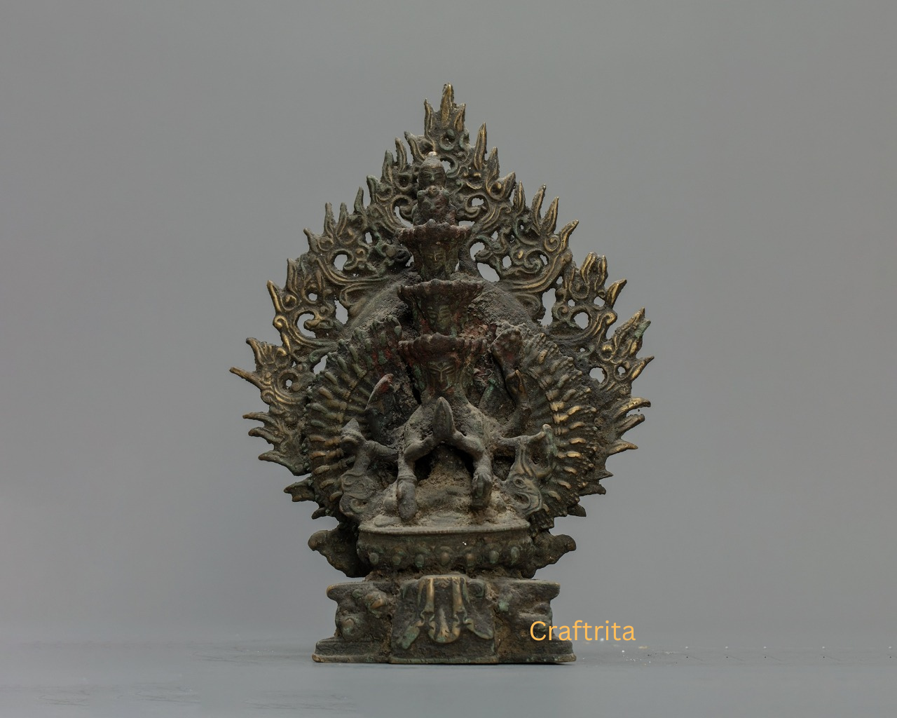 1000-Armed Chenrezig Statue – Handmade in Nepal | Antique Copper Finish Buddhist Deity of Compassion for Home & Altar Decor