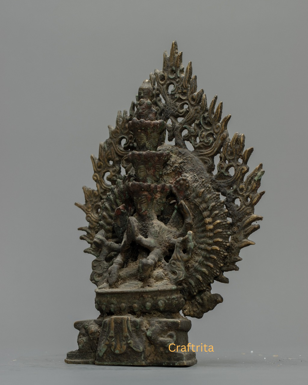 1000-Armed Chenrezig Statue – Handmade in Nepal | Antique Copper Finish Buddhist Deity of Compassion for Home & Altar Decor