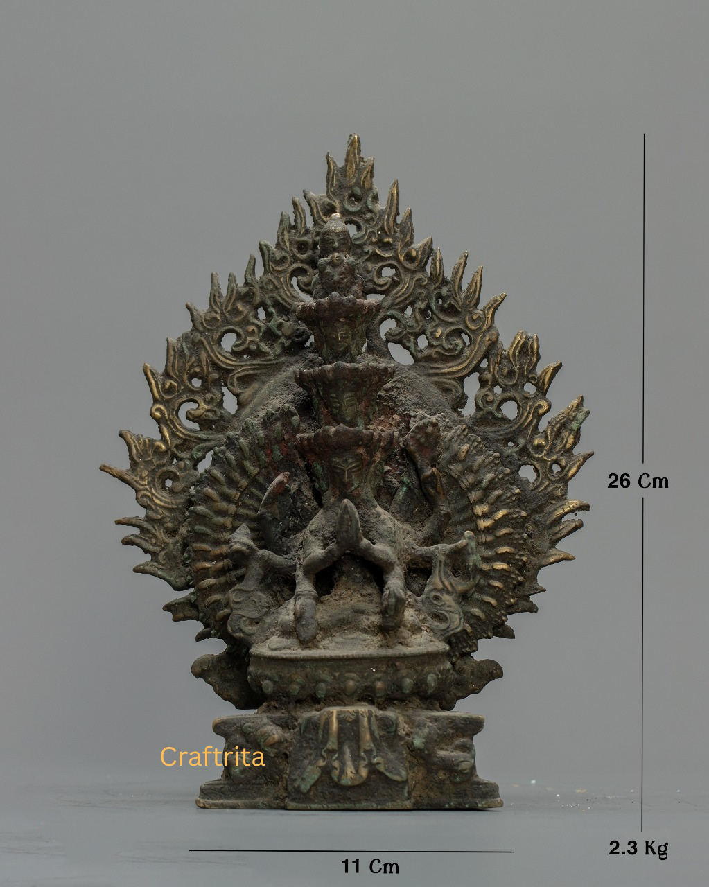 1000-Armed Chenrezig Statue – Handmade in Nepal | Antique Copper Finish Buddhist Deity of Compassion for Home & Altar Decor