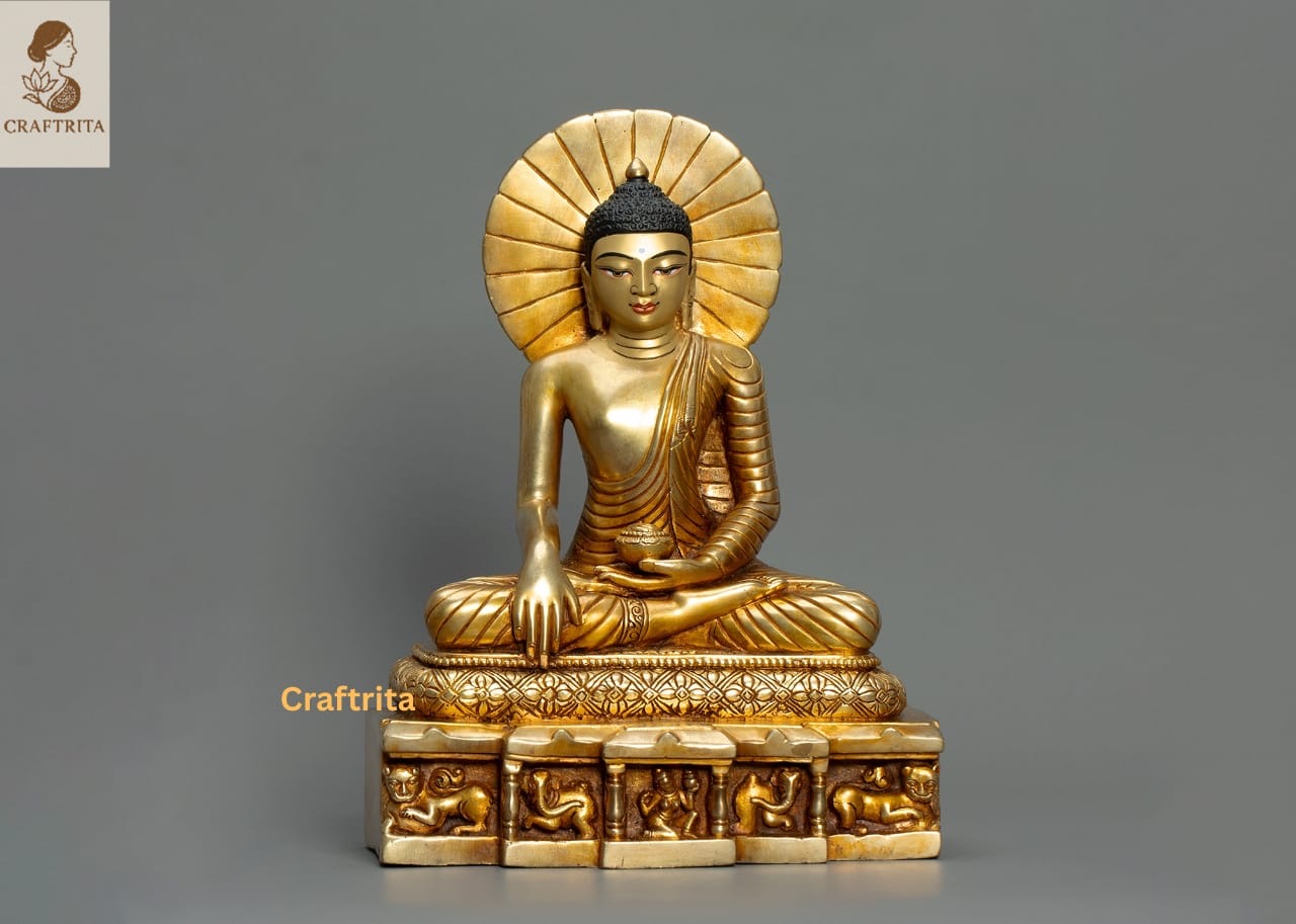 Shakyamuni Buddha Meditation Statue – Handcrafted Copper with 24K Gold Fire Gilding | Nepalese Buddhist Art