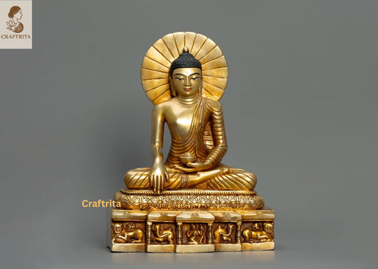 Shakyamuni Buddha Meditation Statue – Handcrafted Copper with 24K Gold Fire Gilding | Nepalese Buddhist Art