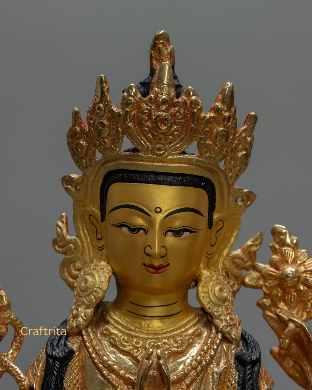 Avalokiteshvara Chenrezig Statue – Handmade in Nepal | 24K Gold Fire-Gilded Buddhist Deity of Compassion & Peace