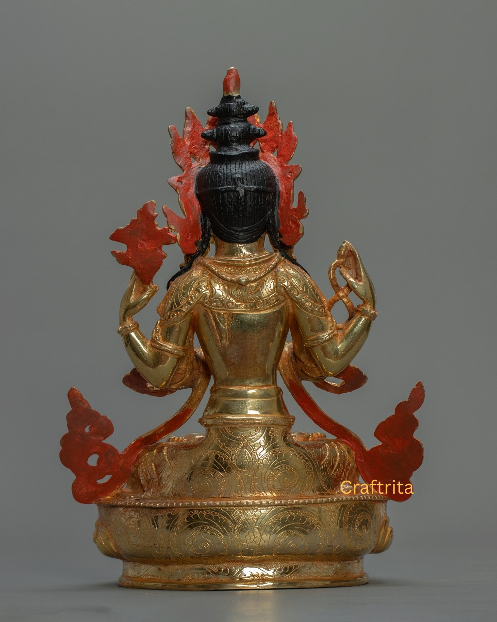 Avalokiteshvara Chenrezig Statue – Handmade in Nepal | 24K Gold Fire-Gilded Buddhist Deity of Compassion & Peace