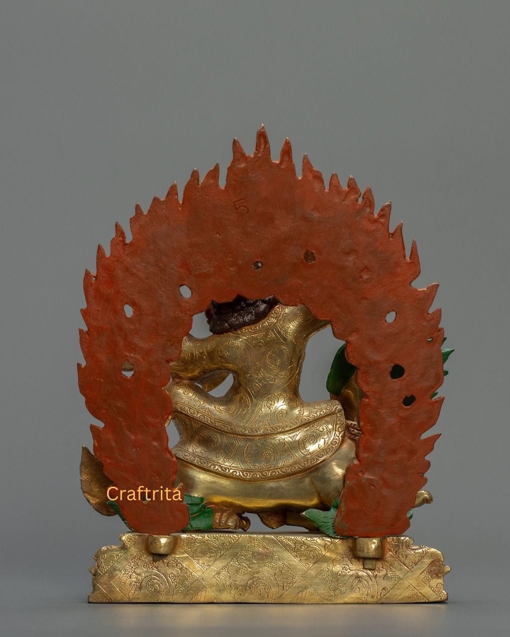 Dorje Legpa Statue 2.5 kg – Copper Body with 24K Gold Plated Fire Gilding & Acrylic Painting | Handmade Tibetan Buddhist Deity for Spiritual Home Decor