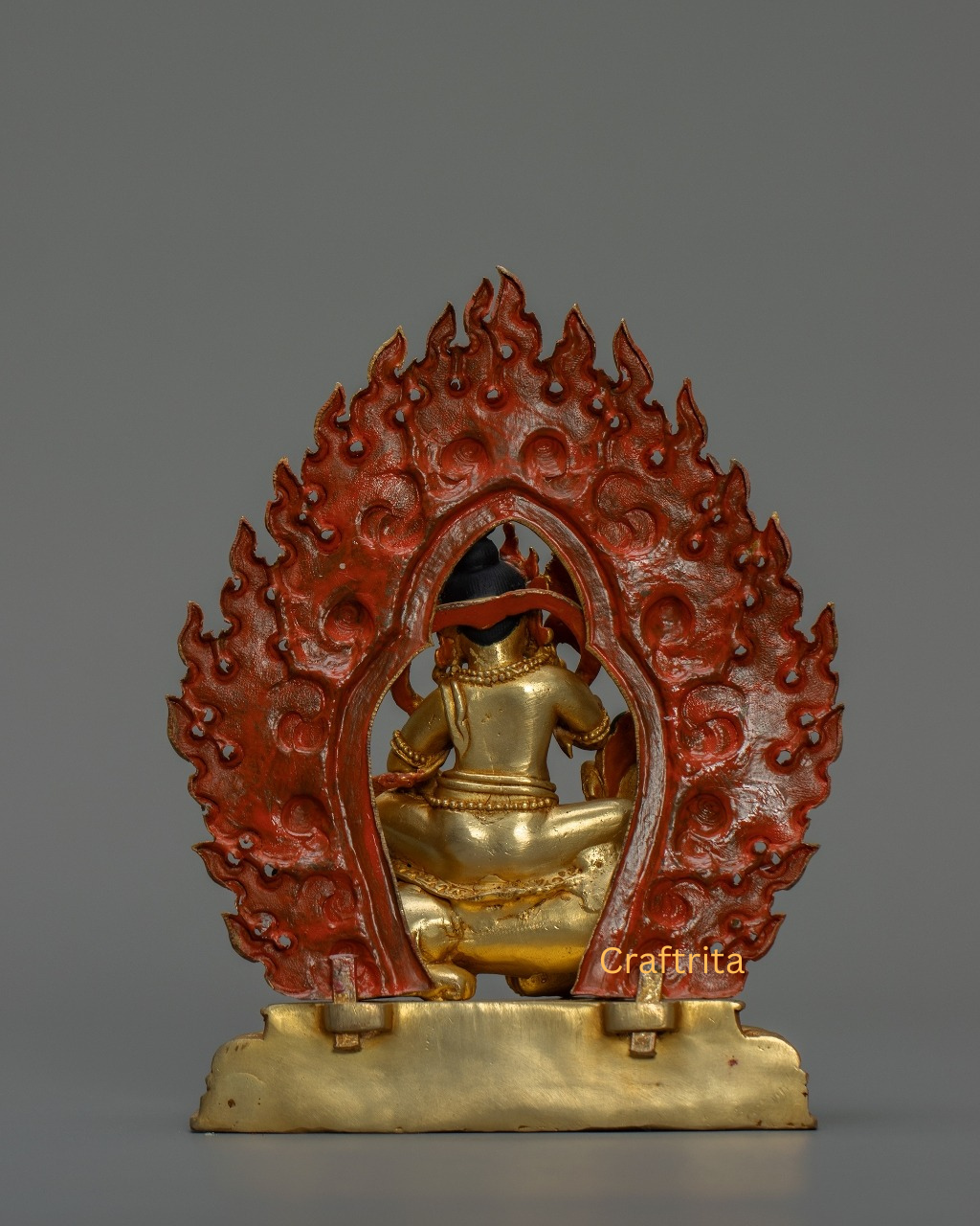 Dzambhala (Namthoshe) Statue 0.7kg – Copper Body with 24K Gold Plating By Fire Gilding | Handmade Tibetan Buddhist Deity for Spiritual Home Decor