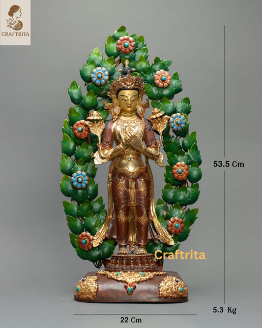 Maitreya Buddha – Handcrafted Nepalese Statue with 24K Gold Gilding | Spiritual Decor