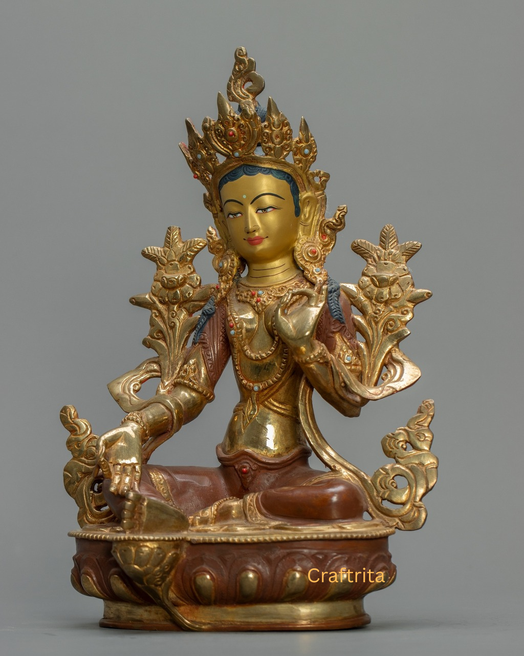 Handmade Green Tara Statue  – Tibetan Buddhist Deity from Nepal | Spiritual Decor