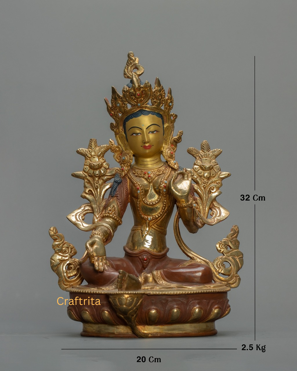 Handmade Green Tara Statue  – Tibetan Buddhist Deity from Nepal | Spiritual Decor