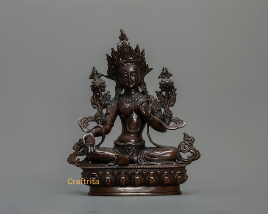 Green Tara Spiritual Statue – Artisan-Made Tibetan Goddess from Nepal for Meditation & Home