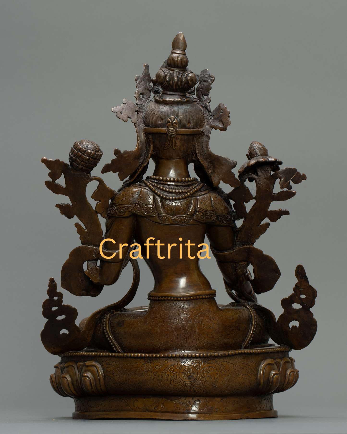 Green Tara Statue 3.1kg – Hand-Carved Oxidized Metal Sculpture | Tibetan Buddhist Deity Idol for Home Decor