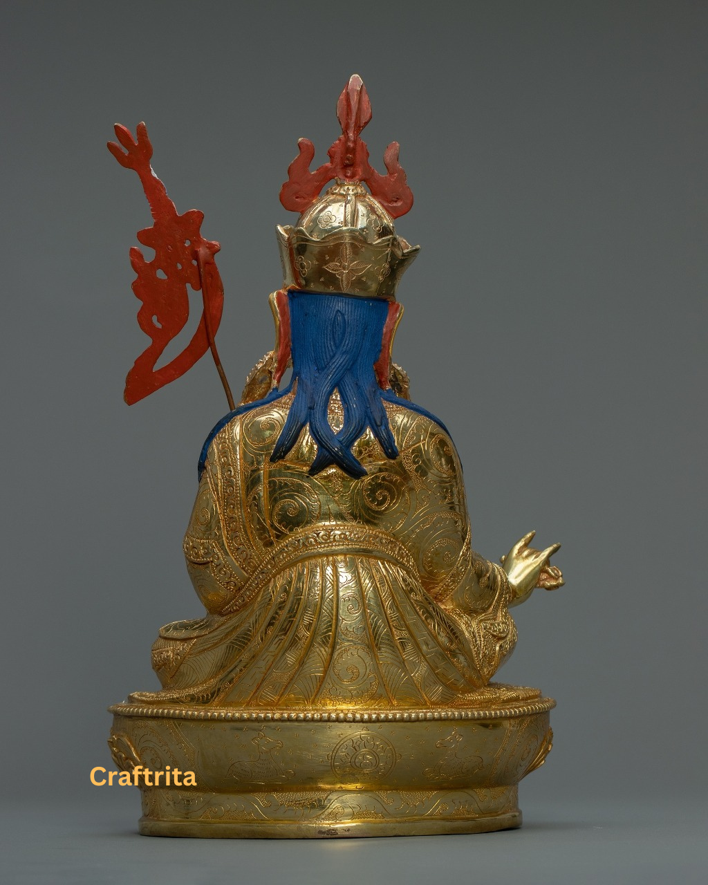 Guru Rinpoche (Padmasambhava) Statue – Handmade Copper with 24K Gold | Tibetan Spiritual Home & Altar Decor