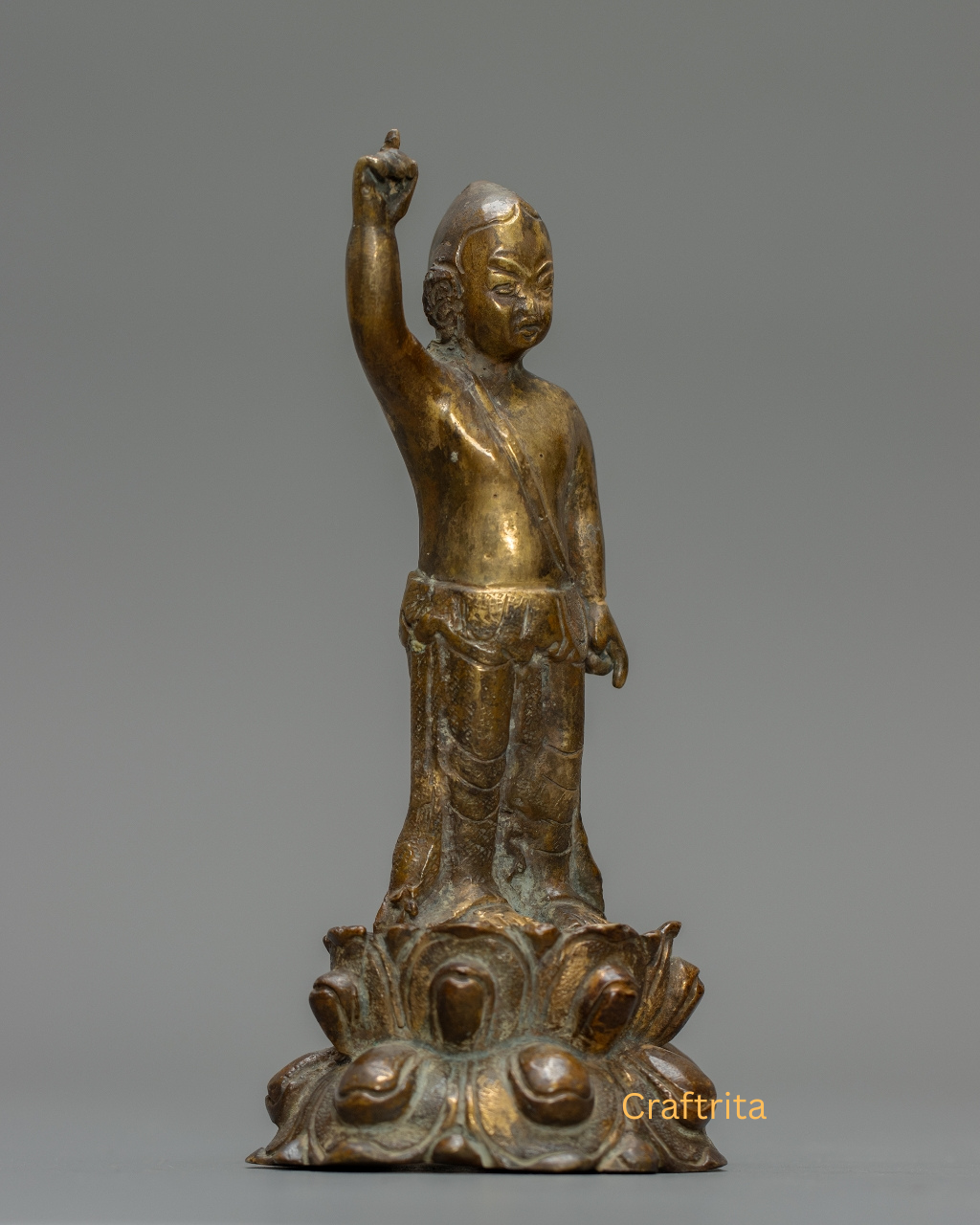 Little Buddha Statue 0.5kg – Handmade in Nepal | Bronze & Copper with Antique Finish | Tibetan Buddhist Art & Spiritual Home Decor